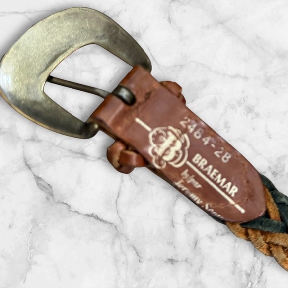 💎Vintage Jeremy Scott Brown and Black Braided Leather Belt - Picture 4 of 15